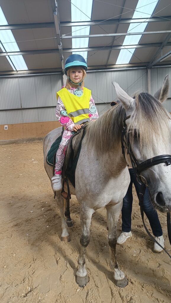 Dziewczynka siedzi na koniu