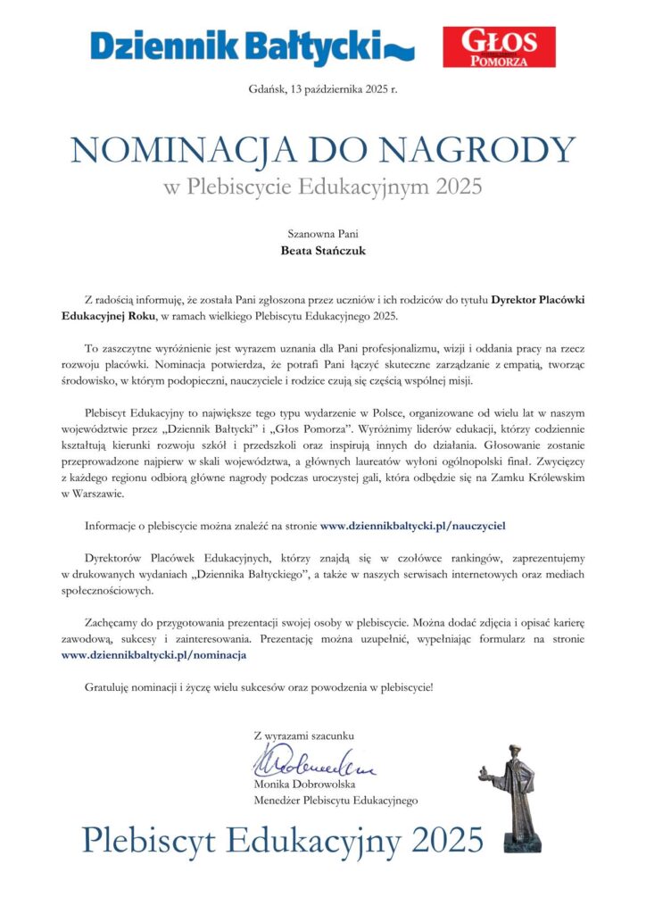 nominacja do nagrody , dyrektor roku